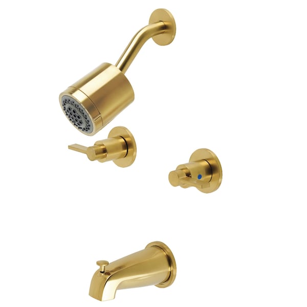 Tub and Shower Faucet, Brushed Brass, Wall Mount